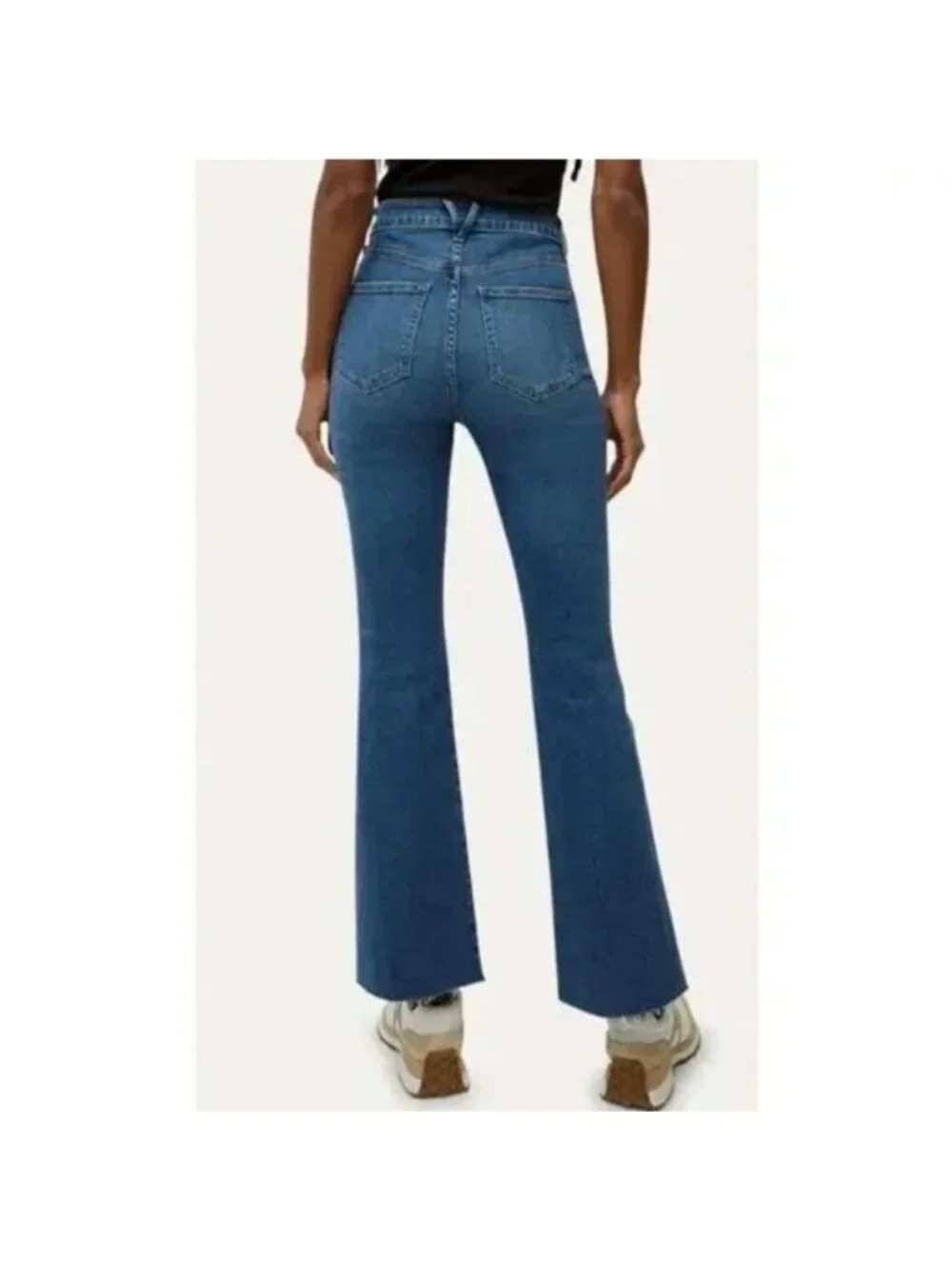 NWOT Veronica Beard‎ Carson Ankle Flare High Rise Raw Hem Blue Jeans Size 28